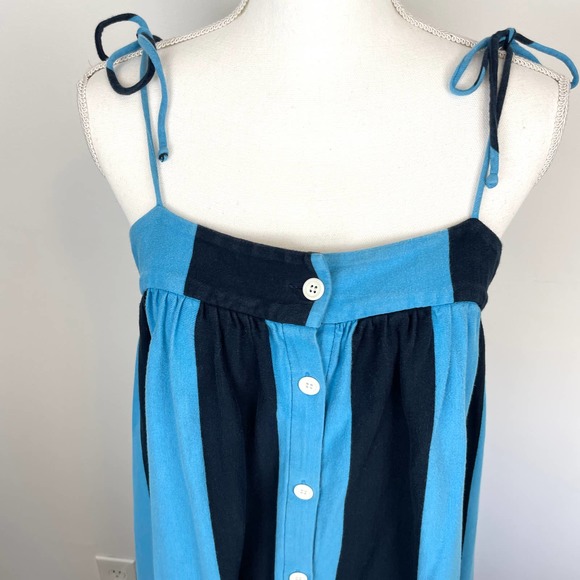 M.D.S. Stripes Striped Button Front Maxi Dress In Blue Size Medium - Picture 5 of 16